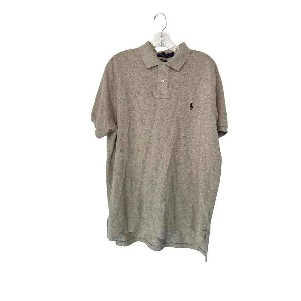 Polo Ralph Lauren Men's Polo Tan‎ Brown Short Sleeve Custom Fit Office Work XL